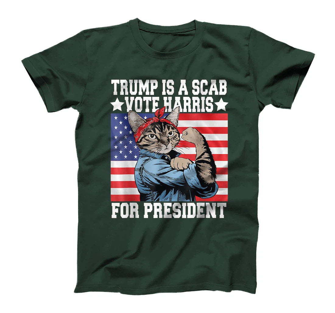 Trump is a Scab Vote Harris Waltz 2024 Cat Ladies President T-Shirt