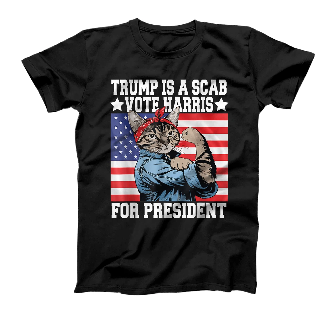 Trump is a Scab Vote Harris Waltz 2024 Cat Ladies President T-Shirt