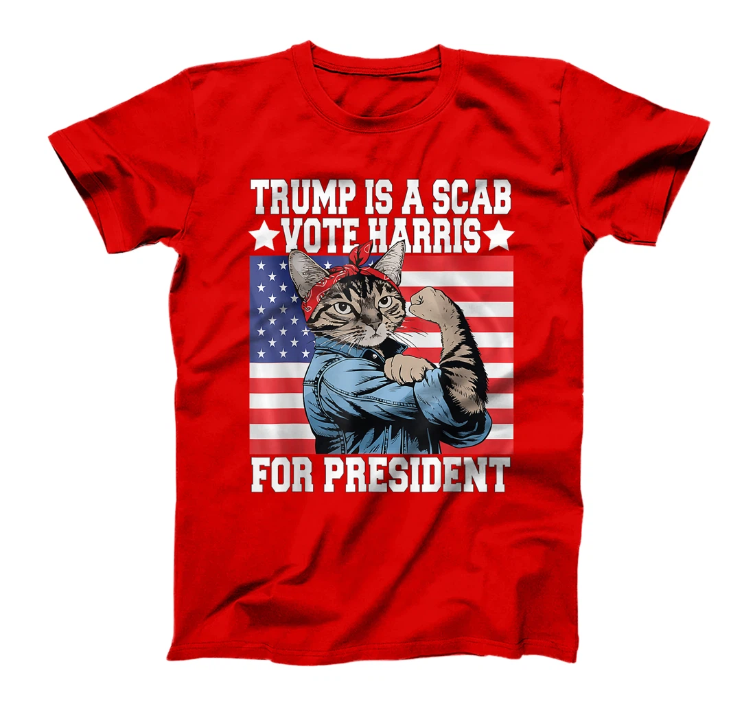 Trump is a Scab Vote Harris Waltz 2024 Cat Ladies President T-Shirt