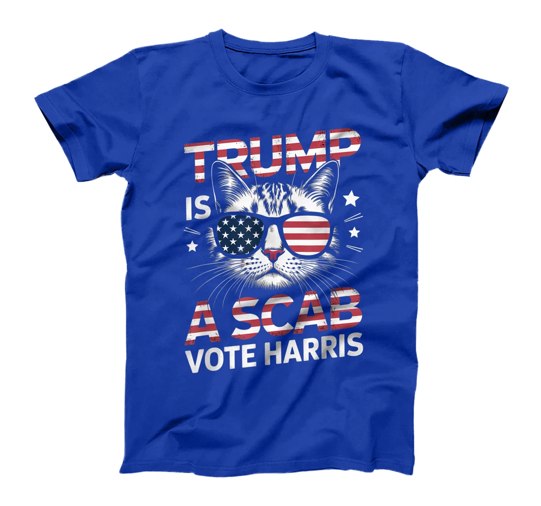 Trump Is A Scab Vote Harris Funny Cat Lovers USA Flag T-Shirt