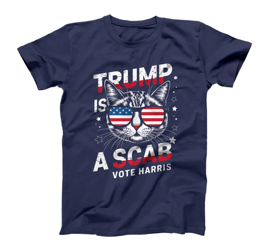 Trump Is A Scab Vote Harris Funny Cat Lovers USA Flag Premium T-Shirt