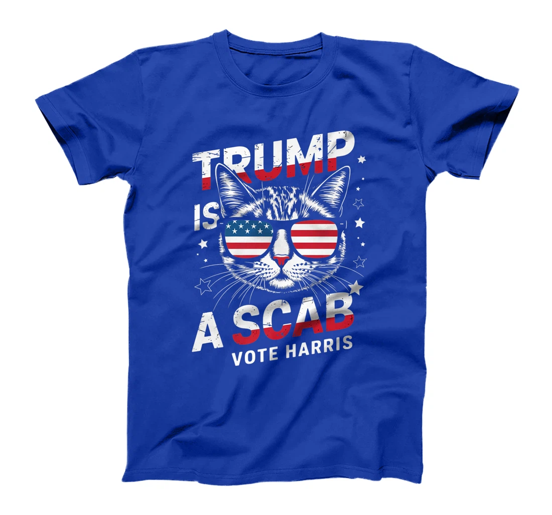 Trump Is A Scab Vote Harris Funny Cat Lovers USA Flag Premium T-Shirt