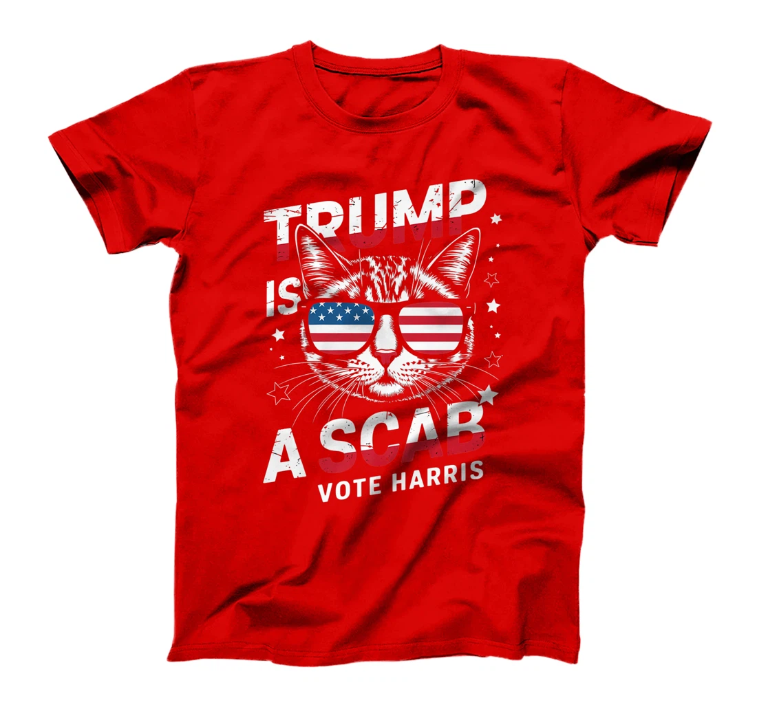 Trump Is A Scab Vote Harris Funny Cat Lovers USA Flag Premium T-Shirt