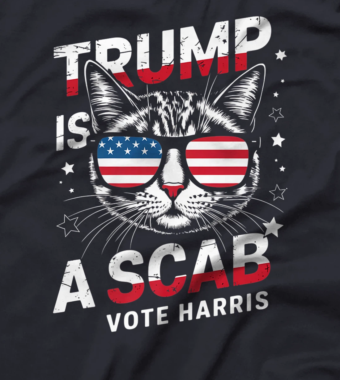 Trump Is A Scab Vote Harris Funny Cat Lovers USA Flag Premium T-Shirt