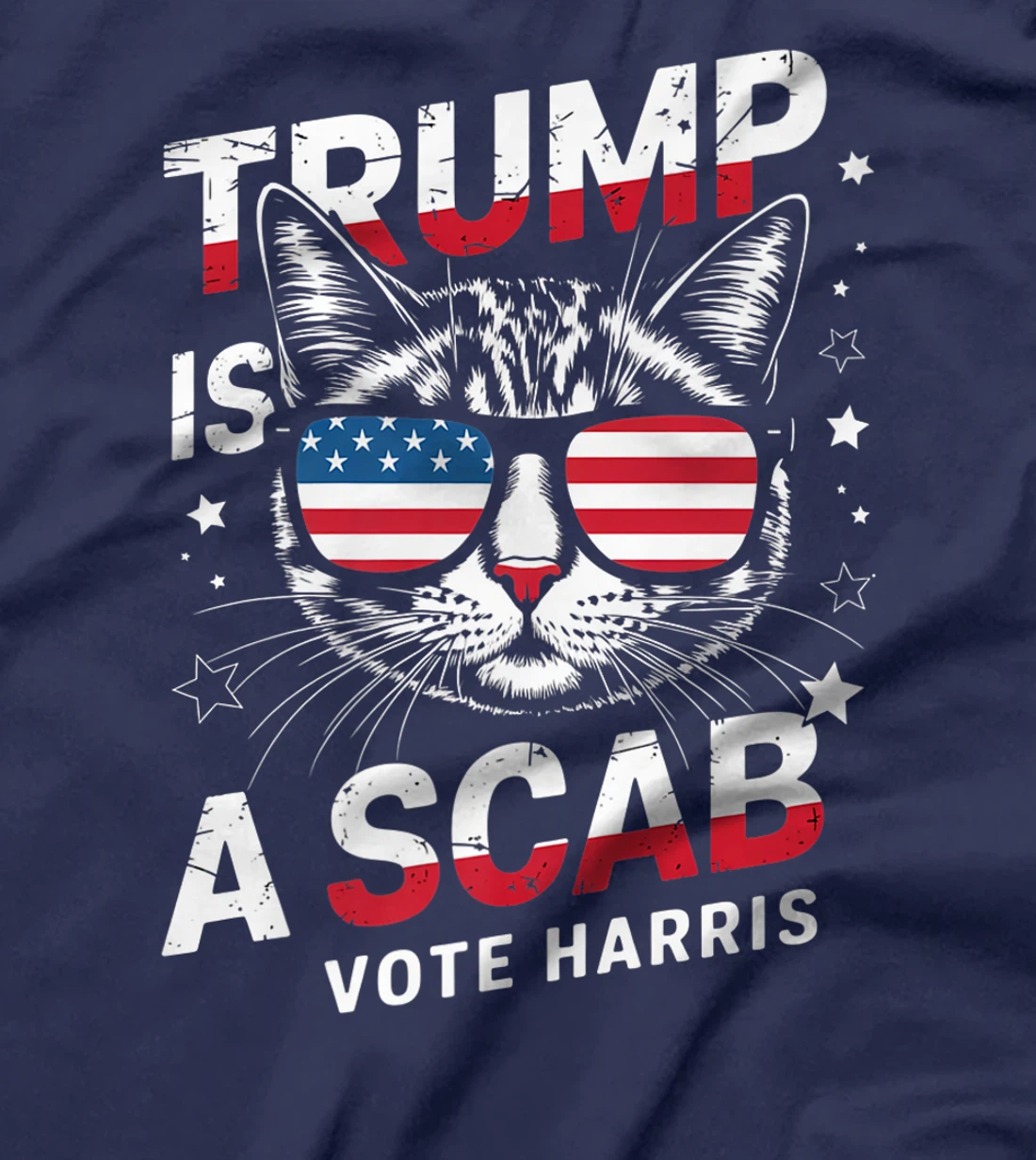 Trump Is A Scab Vote Harris Funny Cat Lovers USA Flag Premium T-Shirt