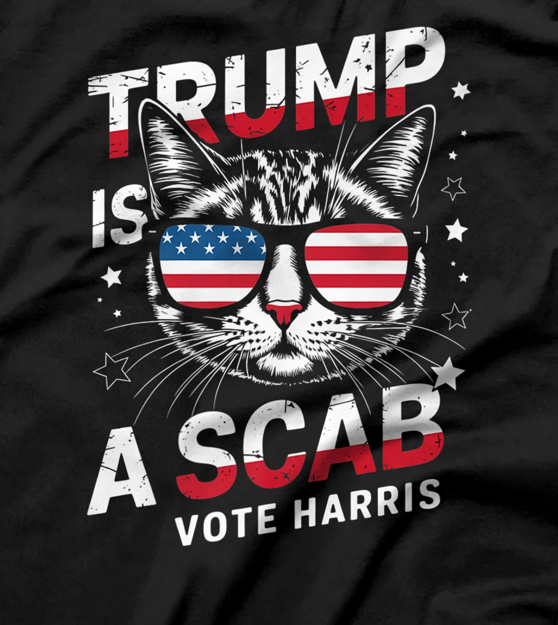Trump Is A Scab Vote Harris Funny Cat Lovers USA Flag Premium T-Shirt