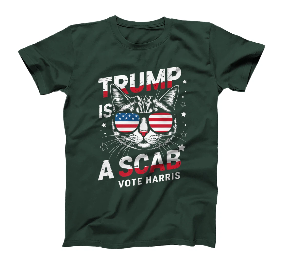 Trump Is A Scab Vote Harris Funny Cat Lovers USA Flag Premium T-Shirt