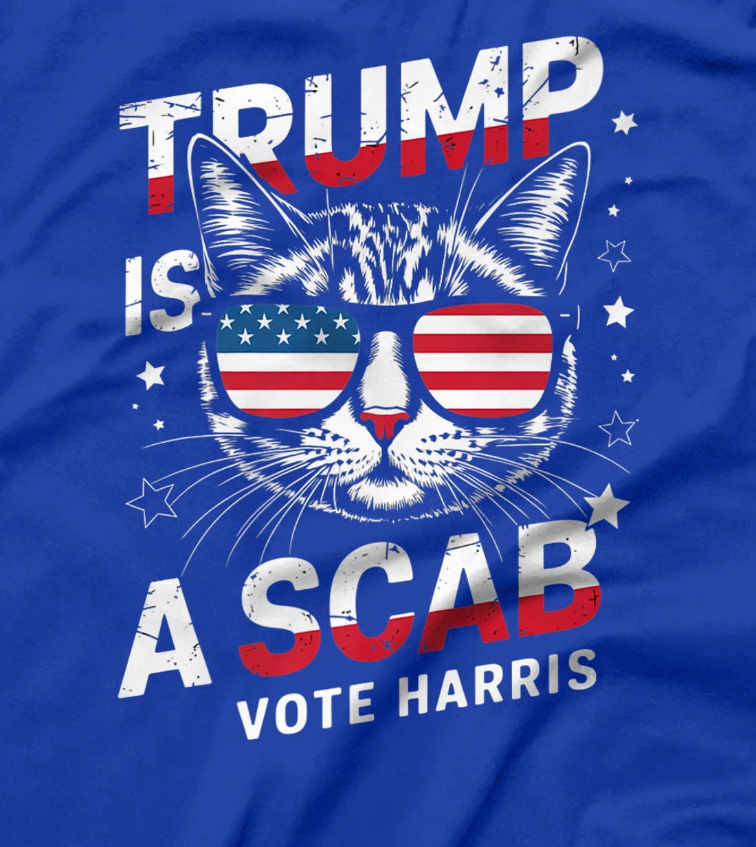 Trump Is A Scab Vote Harris Funny Cat Lovers USA Flag Premium T-Shirt