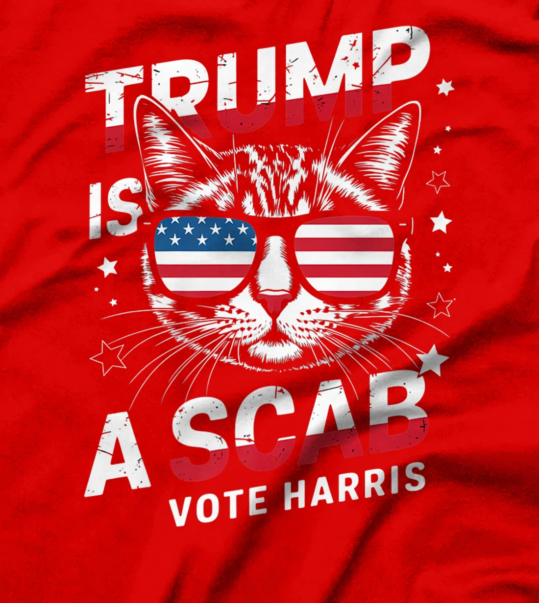 Trump Is A Scab Vote Harris Funny Cat Lovers USA Flag Premium T-Shirt