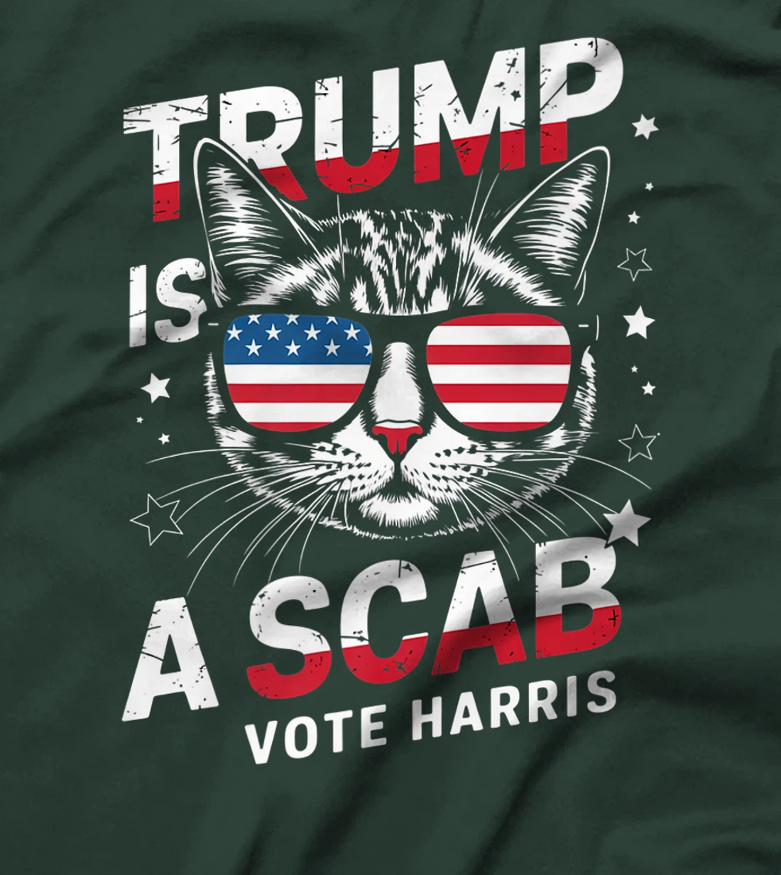 Trump Is A Scab Vote Harris Funny Cat Lovers USA Flag Premium T-Shirt