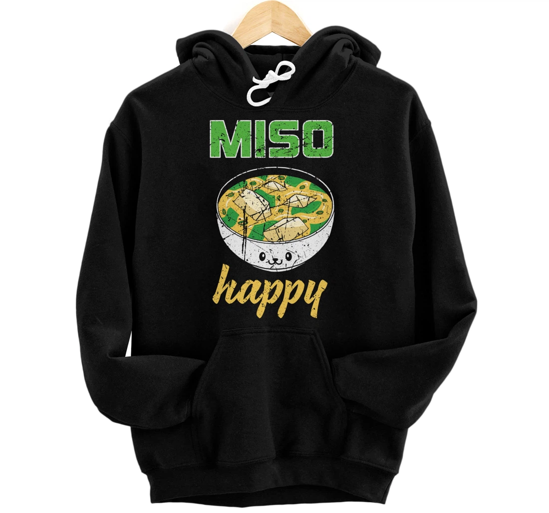 Miso Happy Funny Anime Japanese Kawaii Vintage Pullover Hoodie