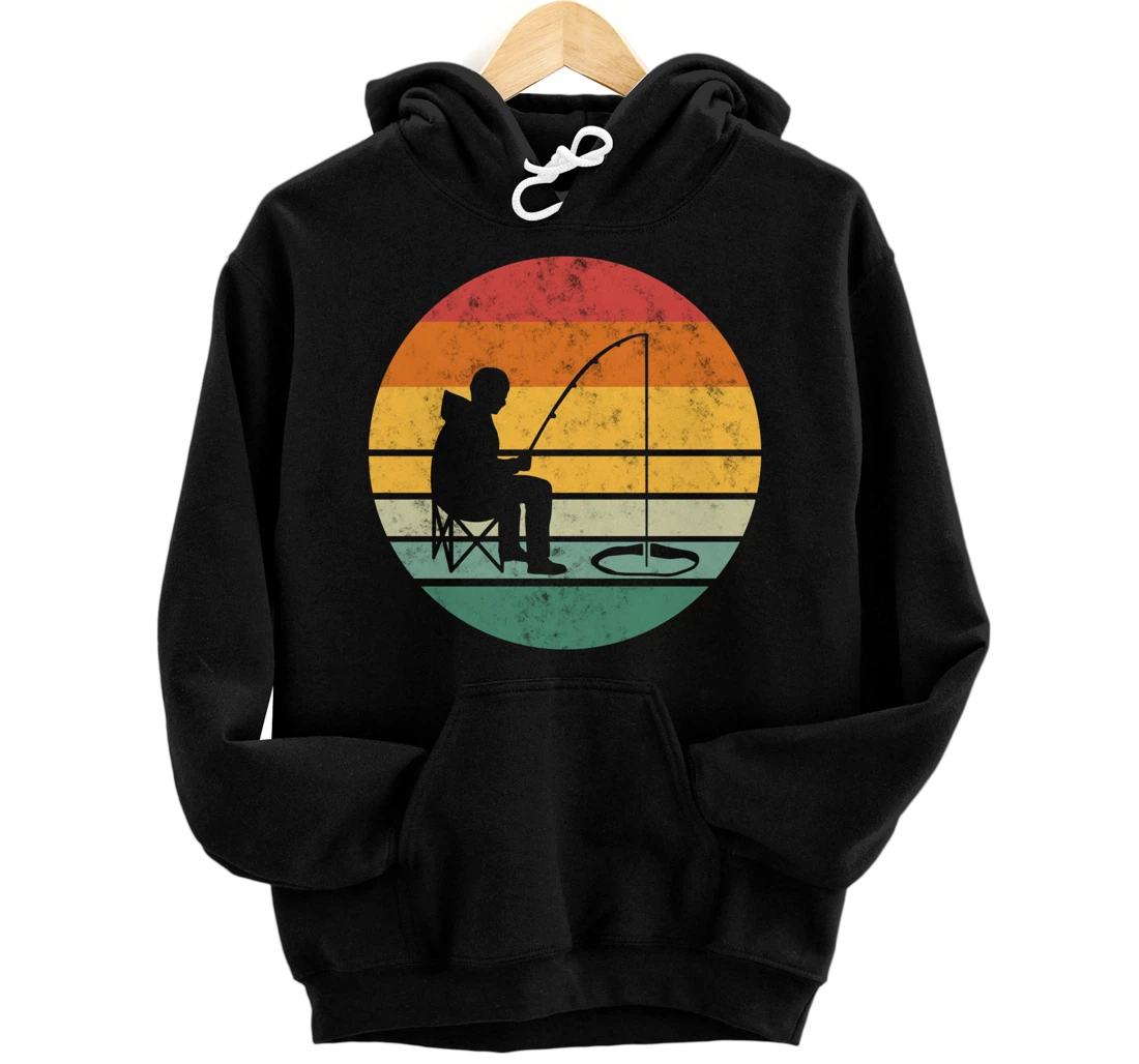 Ice Fishing Retro Vintage Winter Funny Pullover Hoodie