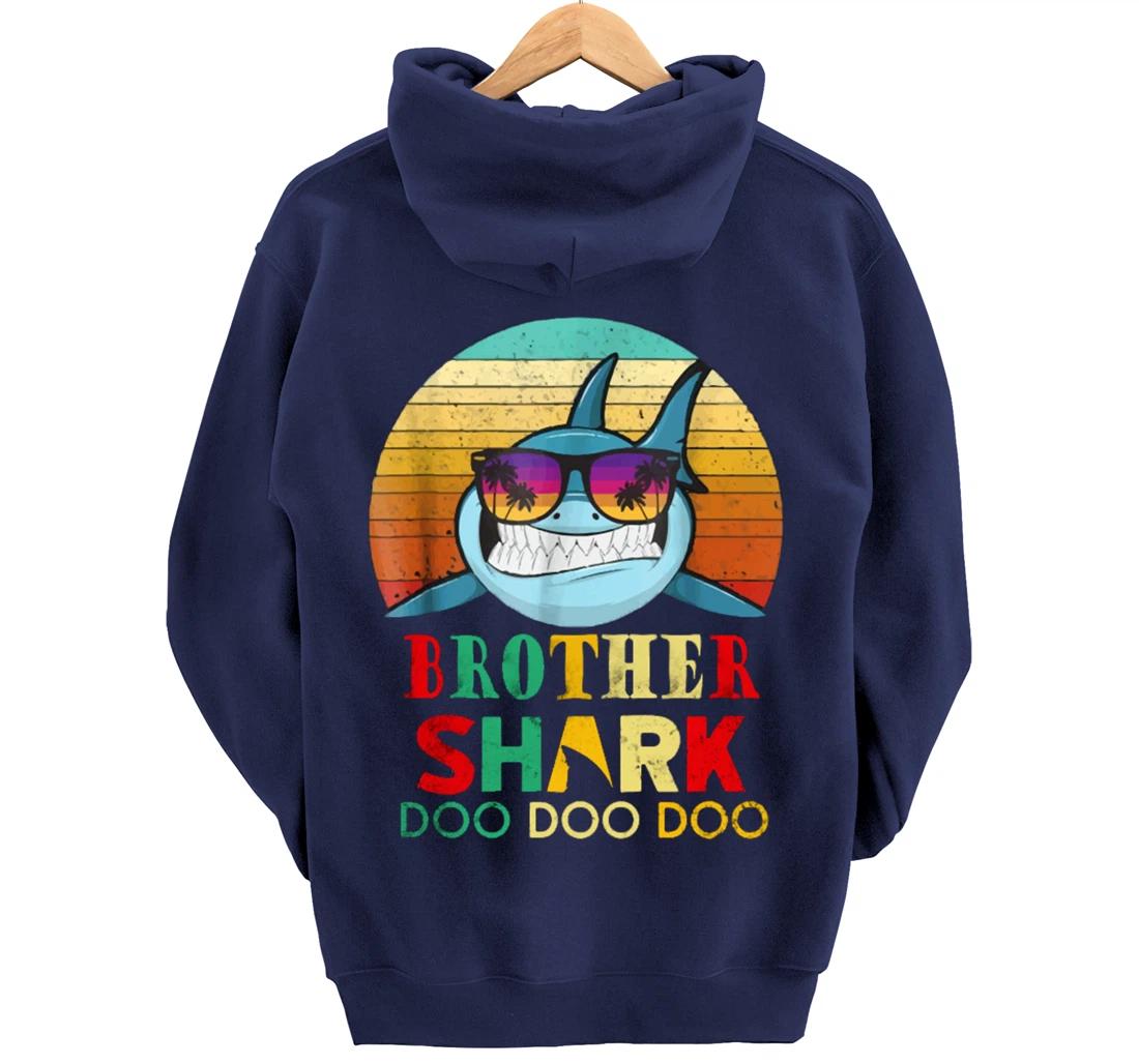 Retro Vintage Brother Shark Doo Doo Doo Hoodie Pullover Hoodie