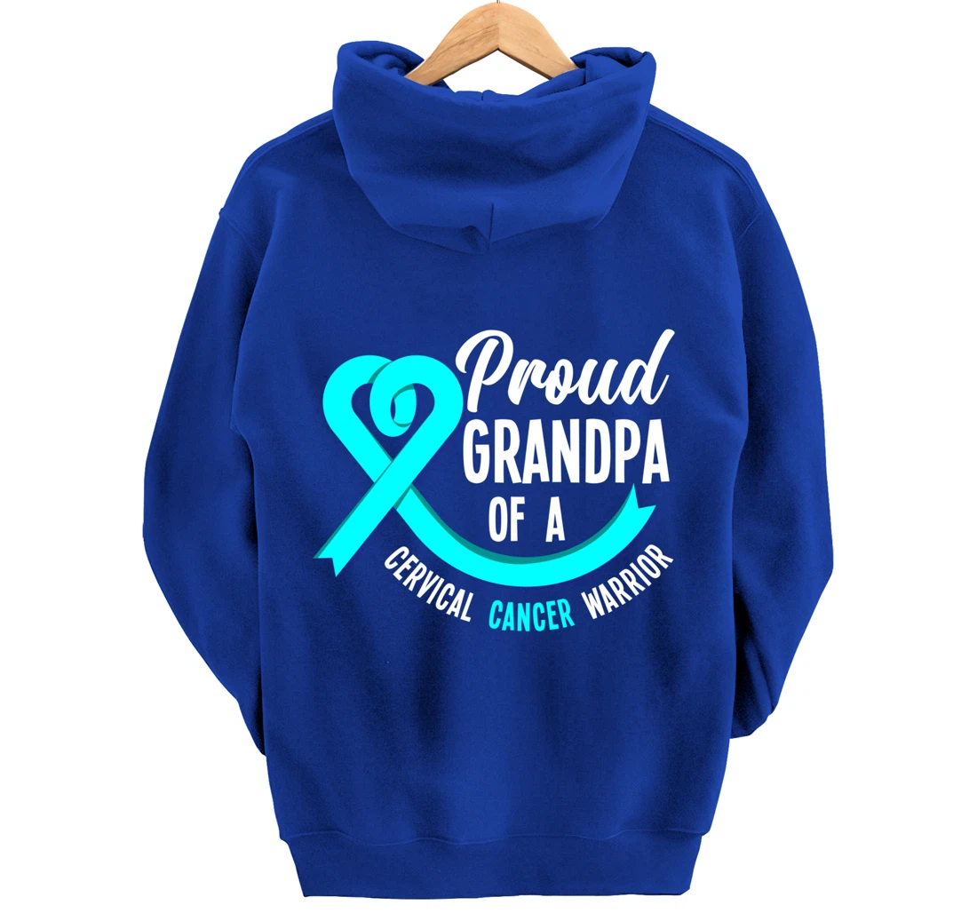 Proud Grandpa Of A Cervical Cancer Warrior Cervical Cancer Pullover Hoodie