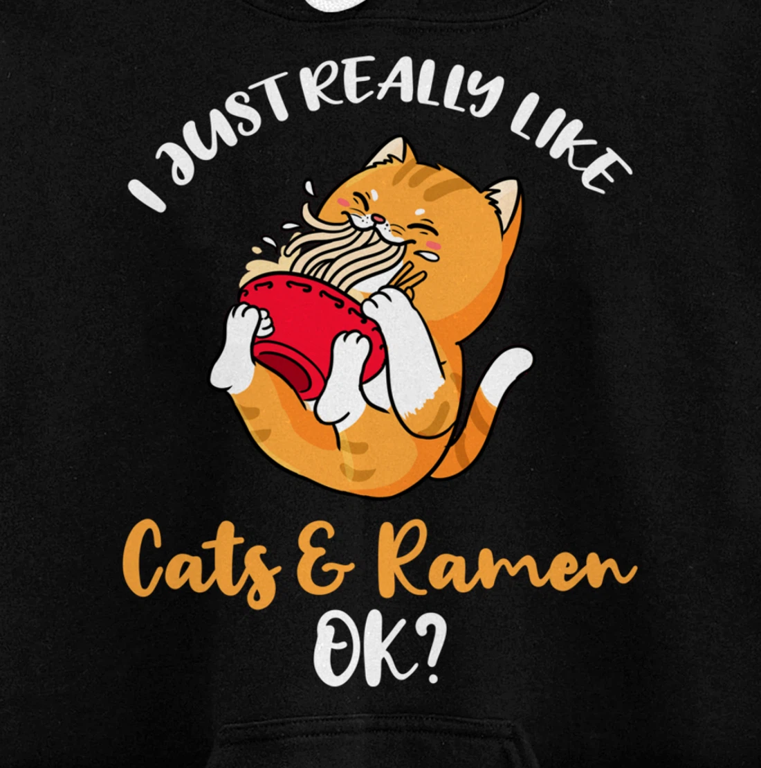 I Just Really Like Cats And Ramen Ok Pullover Hoodie