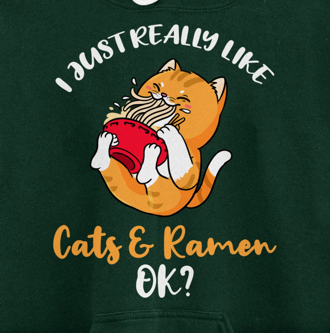 I Just Really Like Cats And Ramen Ok Pullover Hoodie