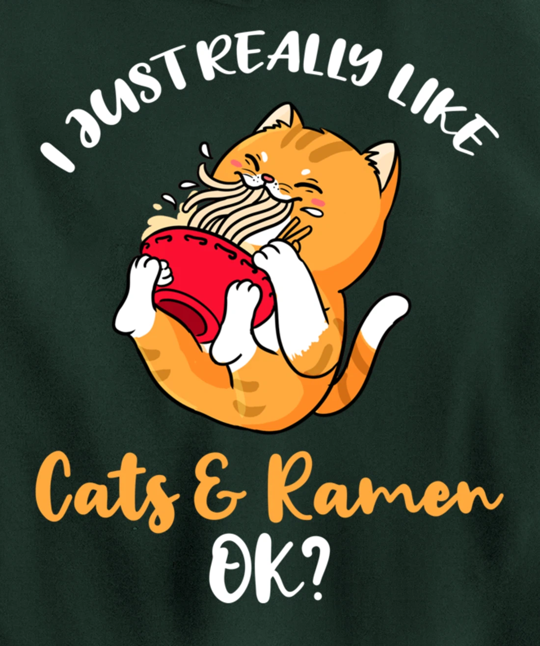 I Just Really Like Cats And Ramen Ok Pullover Hoodie