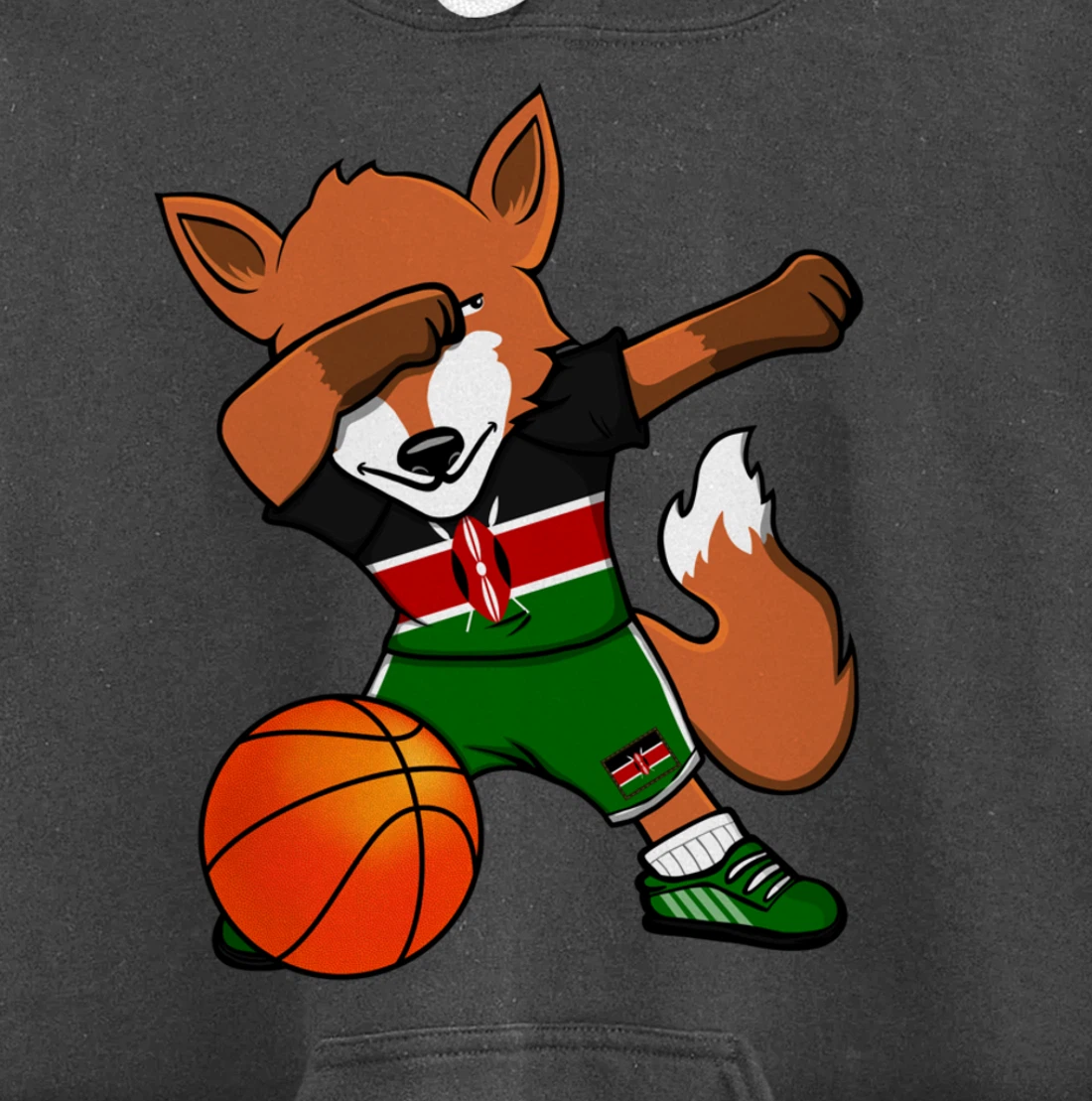 Dabbing Fox Kenya Basketball Fans Jersey Kenyan Flag Sport Pullover Hoodie