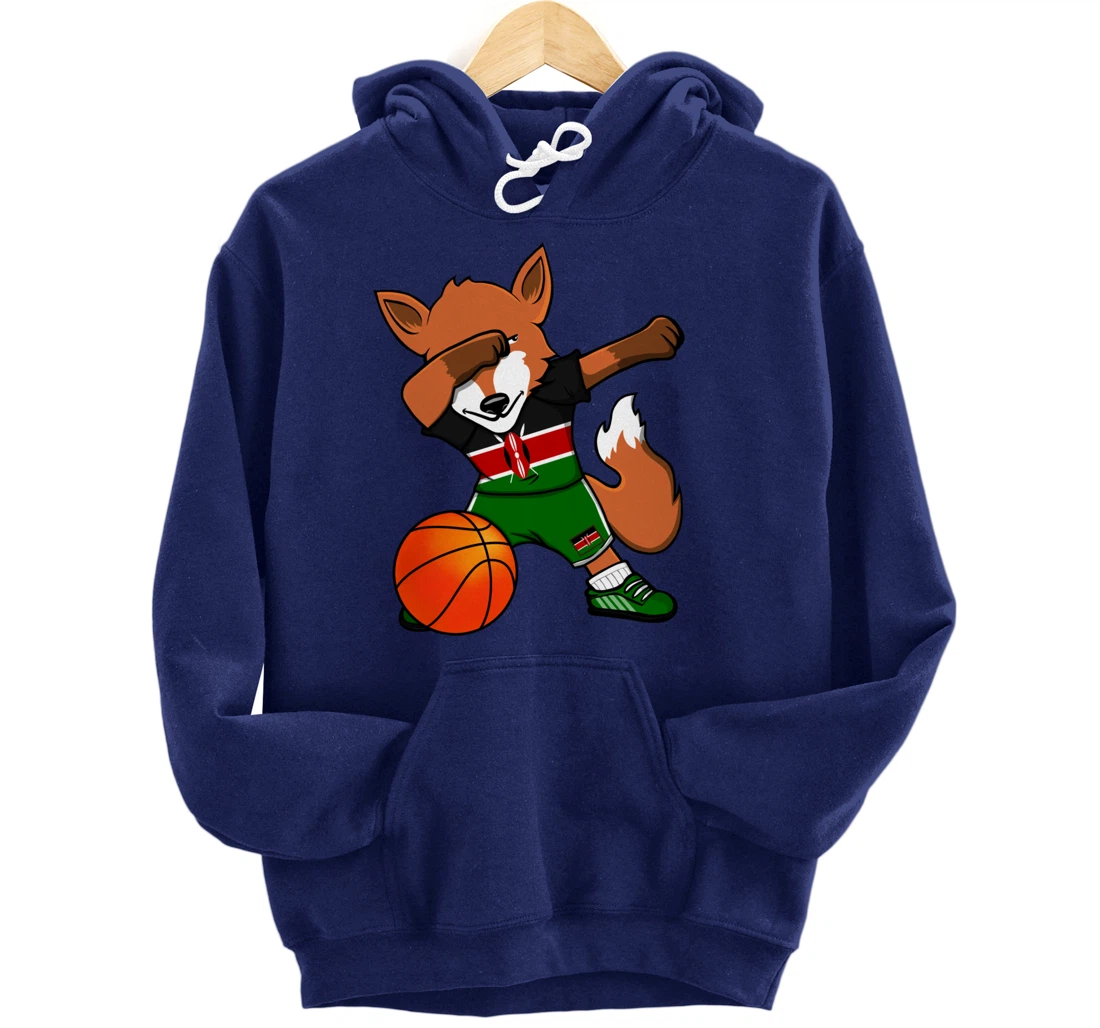 Dabbing Fox Kenya Basketball Fans Jersey Kenyan Flag Sport Pullover Hoodie