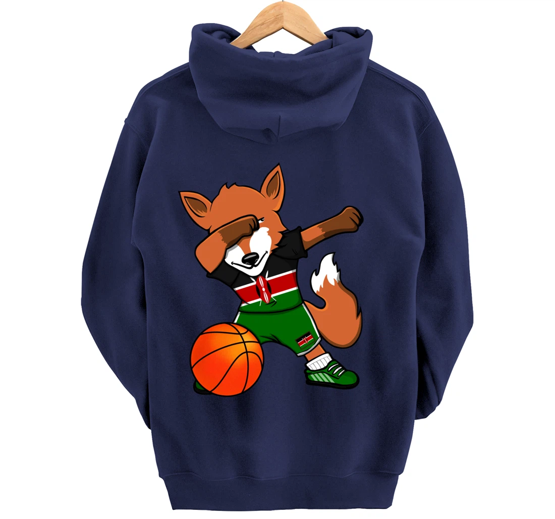 Dabbing Fox Kenya Basketball Fans Jersey Kenyan Flag Sport Pullover Hoodie