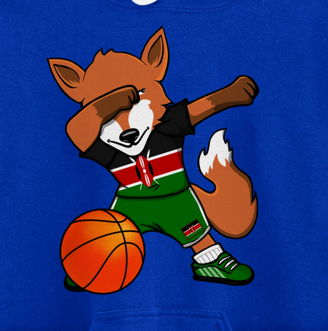 Dabbing Fox Kenya Basketball Fans Jersey Kenyan Flag Sport Pullover Hoodie