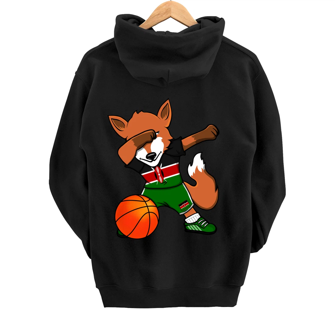 Dabbing Fox Kenya Basketball Fans Jersey Kenyan Flag Sport Pullover Hoodie