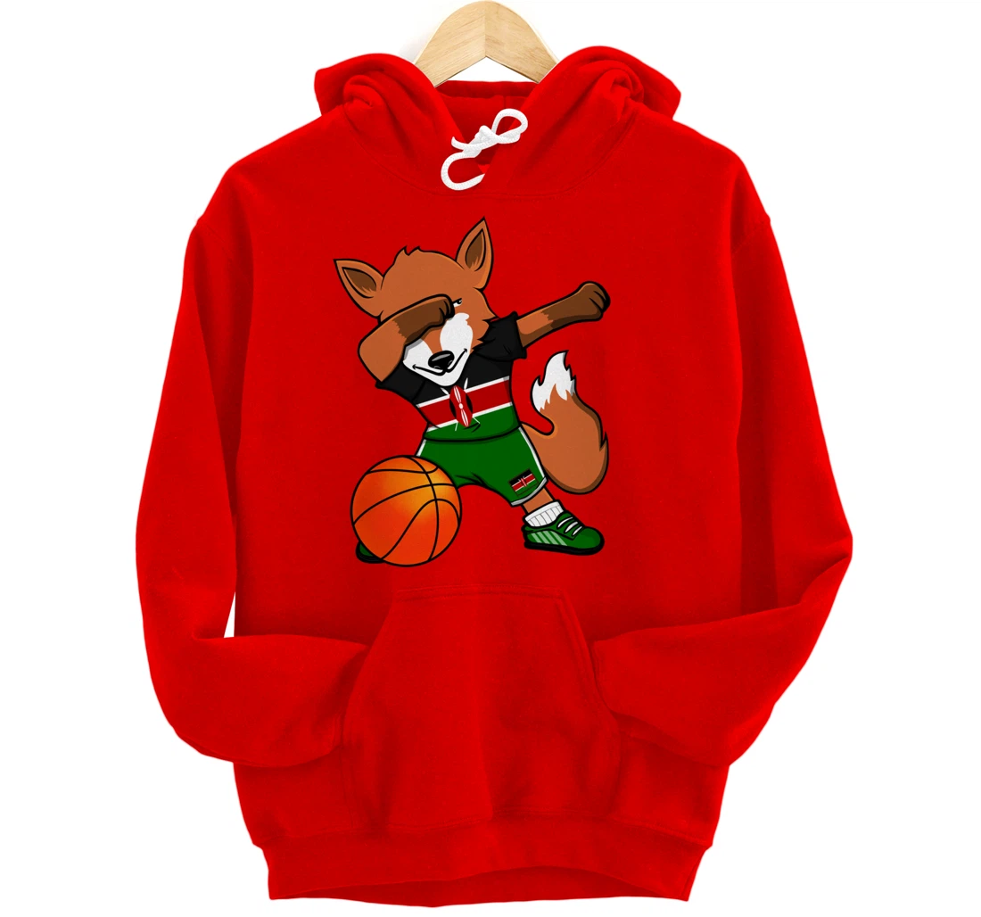 Dabbing Fox Kenya Basketball Fans Jersey Kenyan Flag Sport Pullover Hoodie
