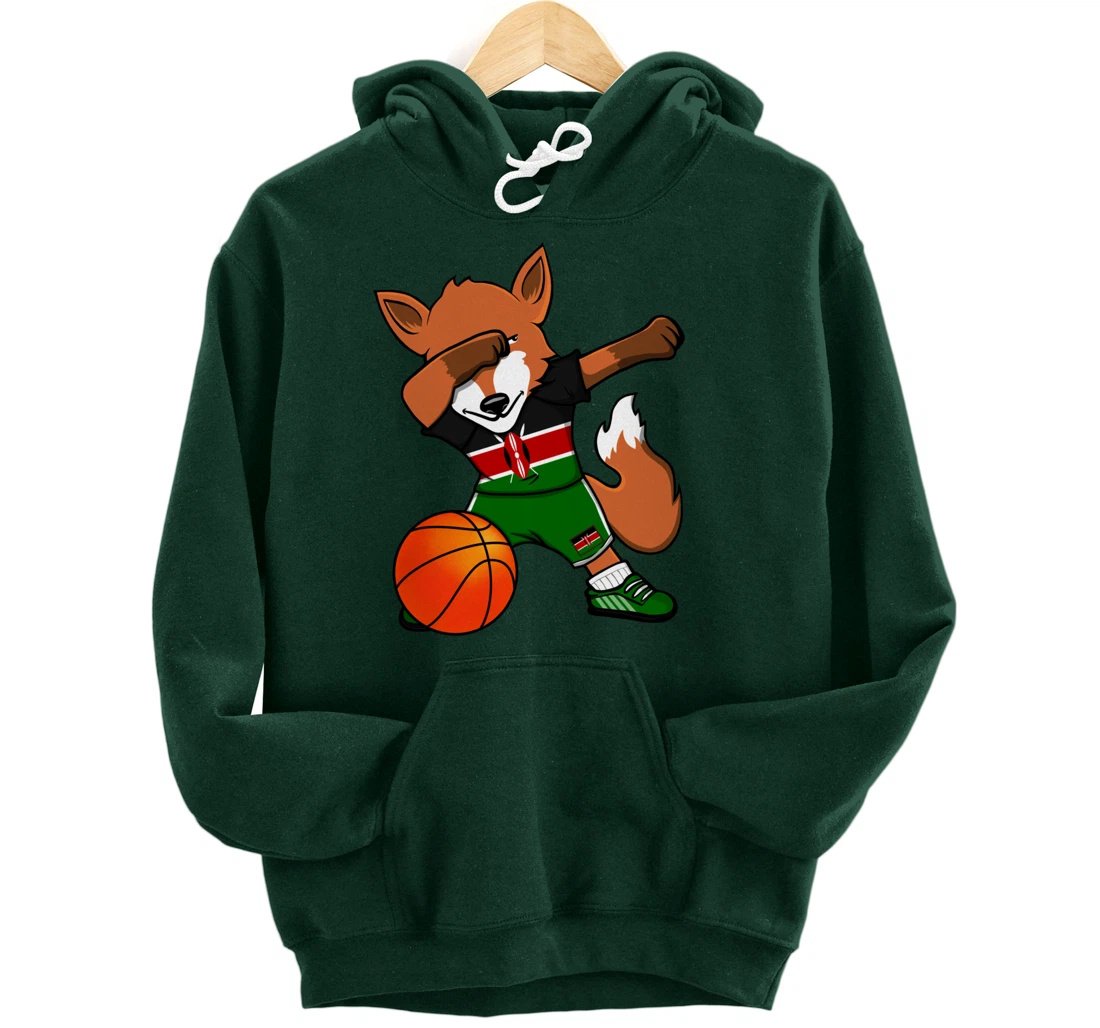 Dabbing Fox Kenya Basketball Fans Jersey Kenyan Flag Sport Pullover Hoodie