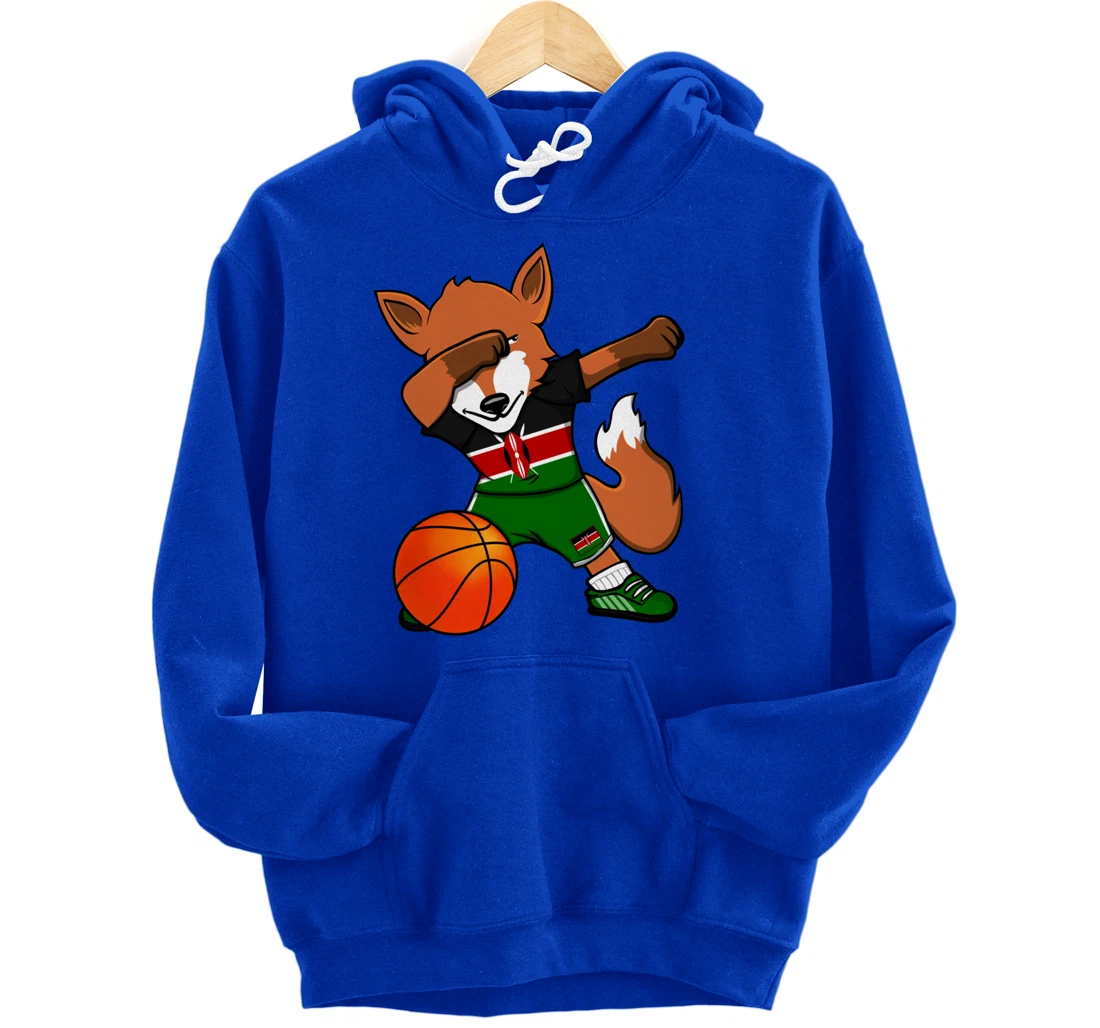 Dabbing Fox Kenya Basketball Fans Jersey Kenyan Flag Sport Pullover Hoodie