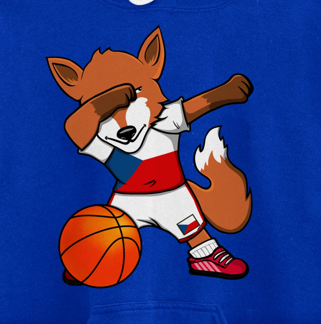 Dabbing Fox Czech Republic Basketball Fans Jersey Czech Flag Pullover Hoodie