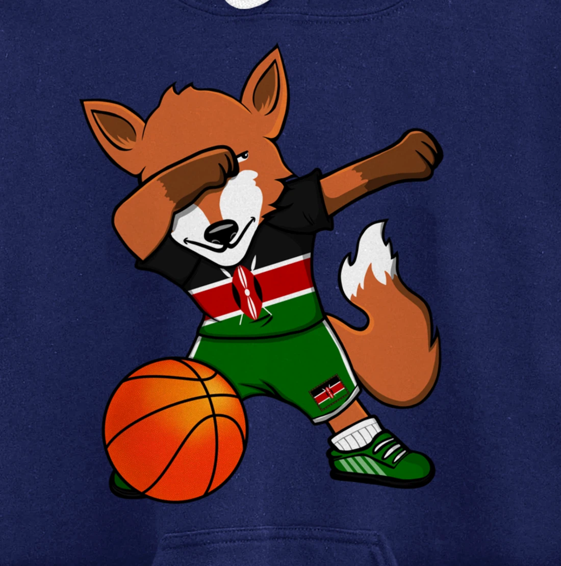 Dabbing Fox Kenya Basketball Fans Jersey Kenyan Flag Sport Pullover Hoodie