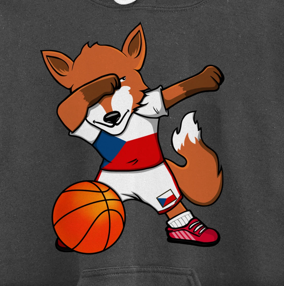 Dabbing Fox Czech Republic Basketball Fans Jersey Czech Flag Pullover Hoodie