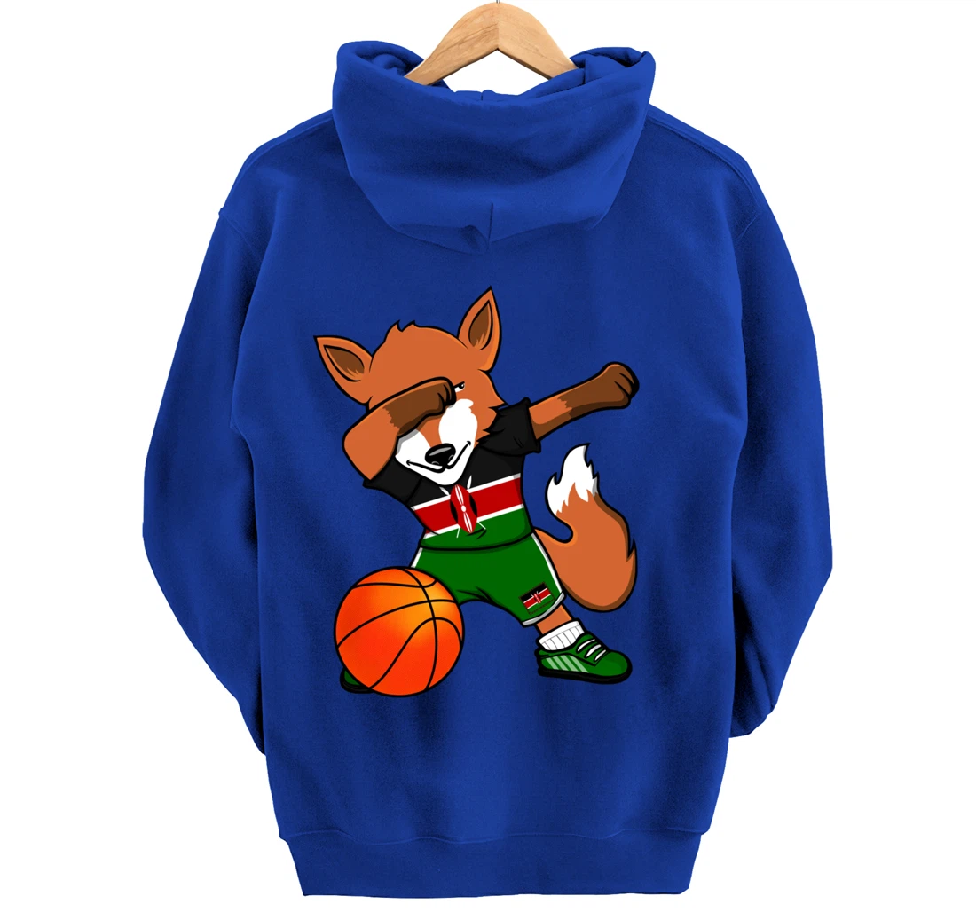 Dabbing Fox Kenya Basketball Fans Jersey Kenyan Flag Sport Pullover Hoodie