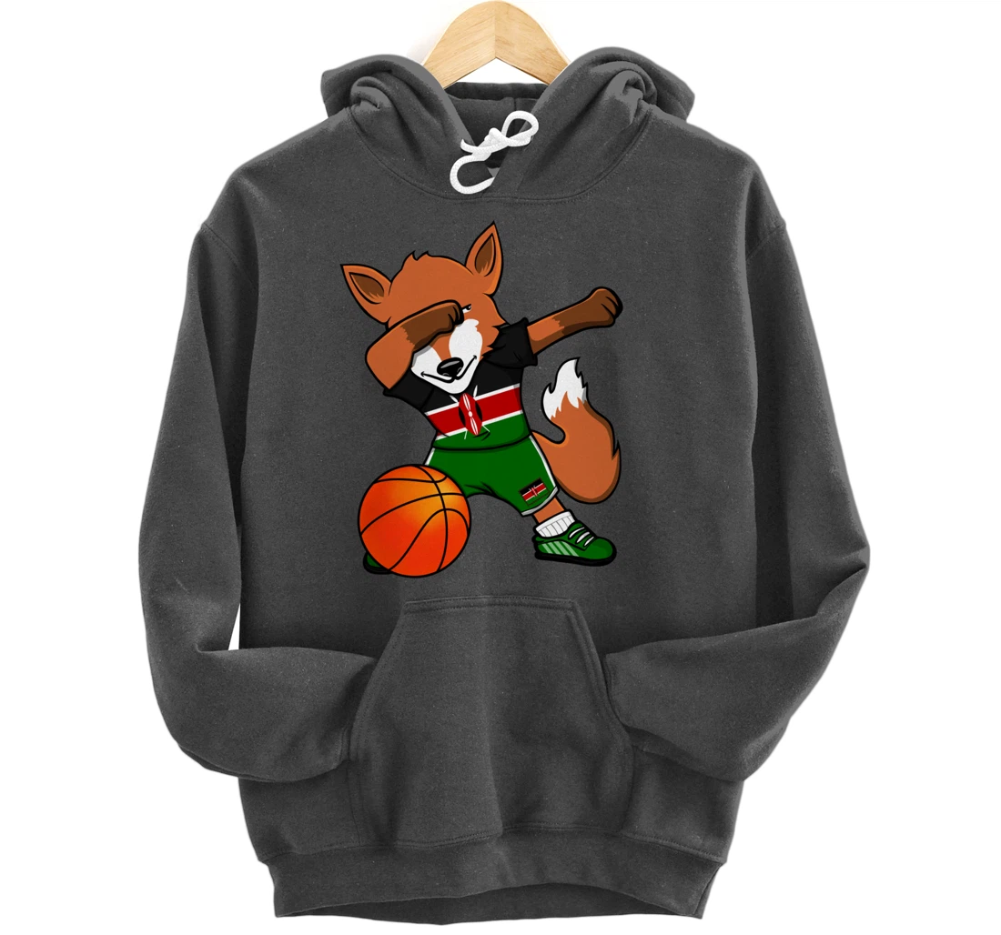 Dabbing Fox Kenya Basketball Fans Jersey Kenyan Flag Sport Pullover Hoodie