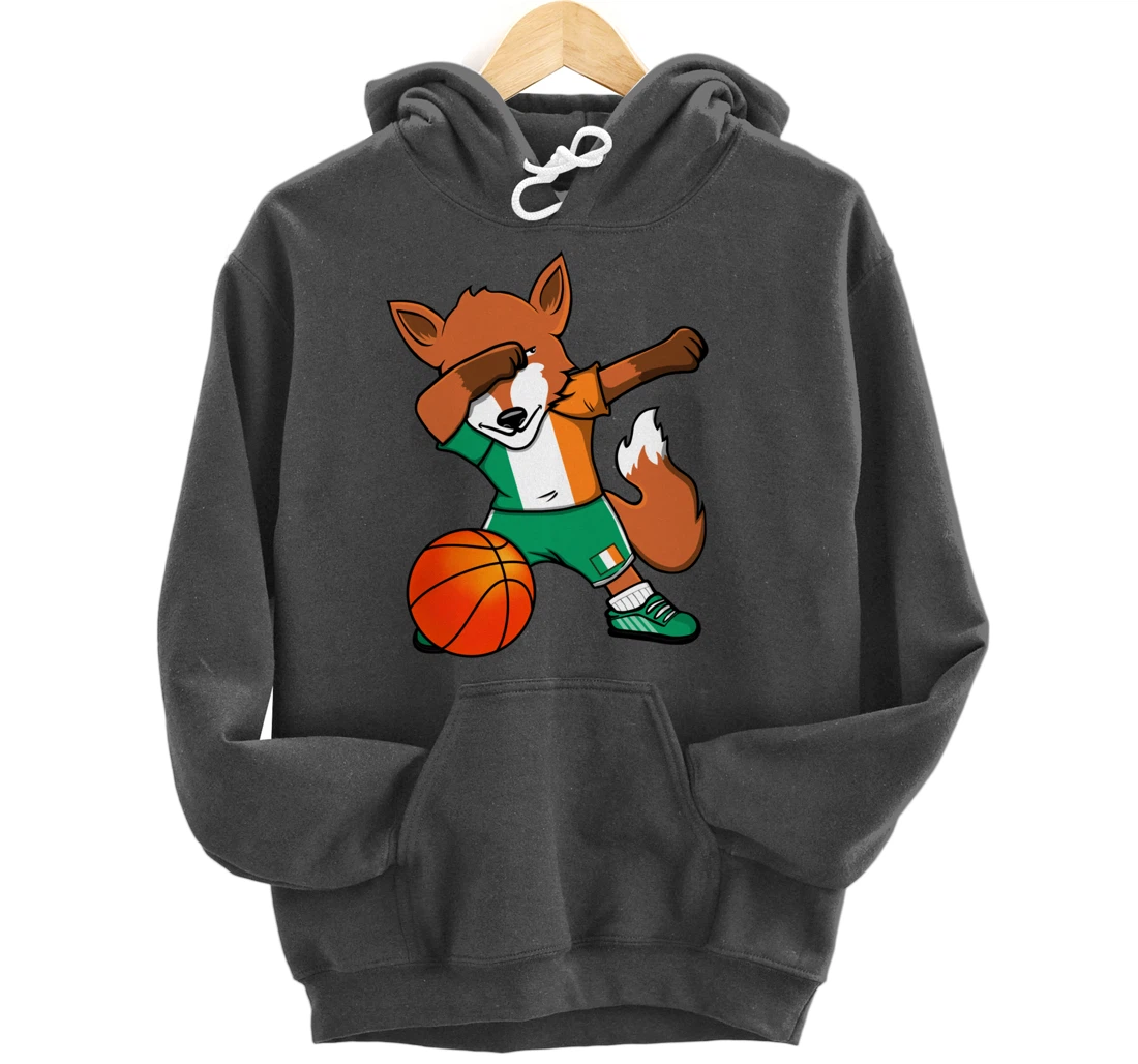 Dabbing Fox Ireland Basketball Fans Jersey Irish Flag Sport Pullover Hoodie