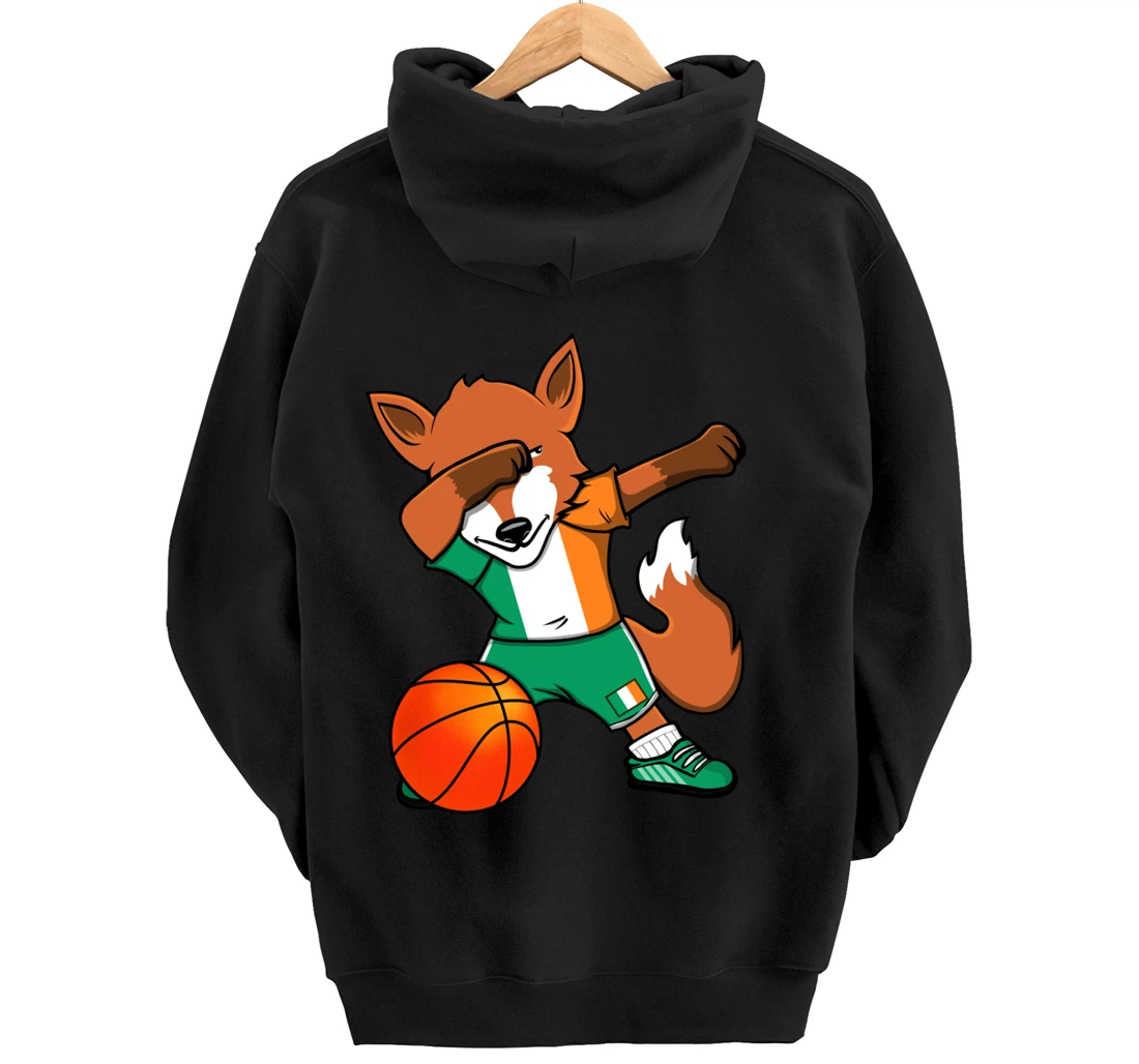 Dabbing Fox Ireland Basketball Fans Jersey Irish Flag Sport Pullover Hoodie