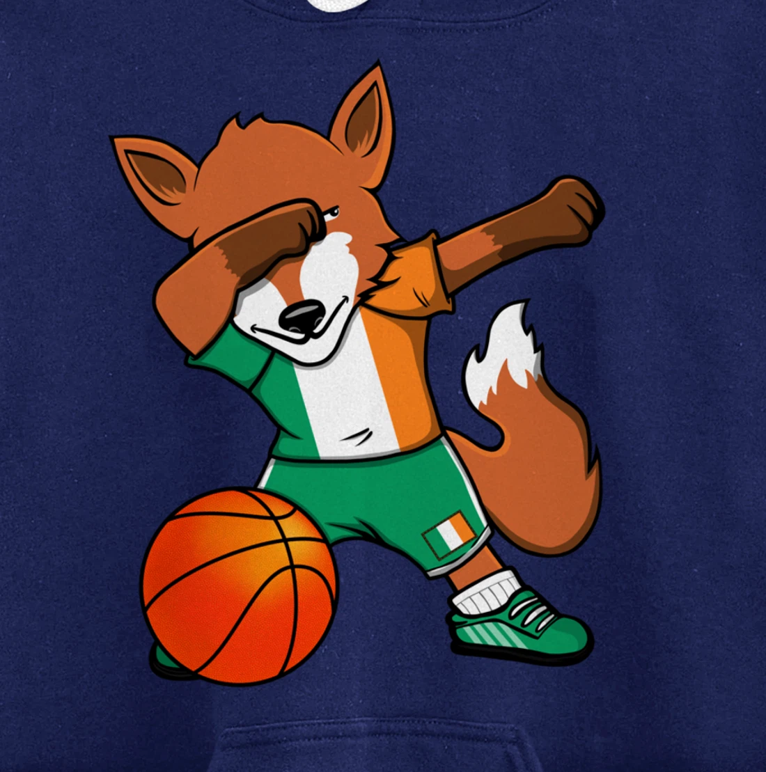 Dabbing Fox Ireland Basketball Fans Jersey Irish Flag Sport Pullover Hoodie