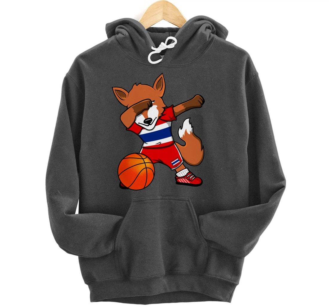Dabbing Fox Thailand Basketball Fans Jersey Thai Flag Sport Pullover Hoodie