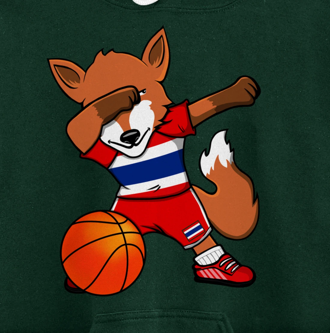 Dabbing Fox Thailand Basketball Fans Jersey Thai Flag Sport Pullover Hoodie