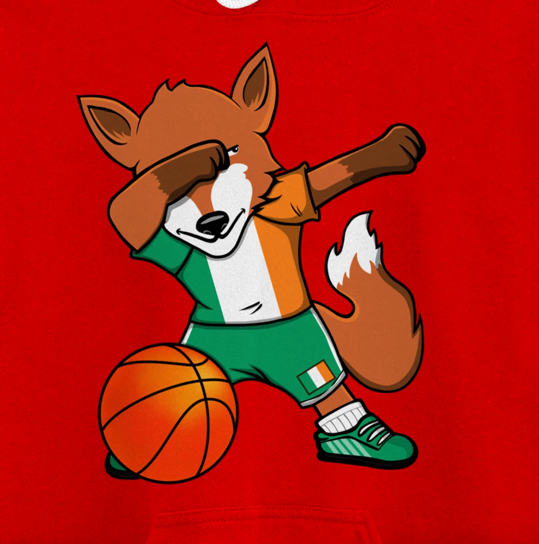 Dabbing Fox Ireland Basketball Fans Jersey Irish Flag Sport Pullover Hoodie