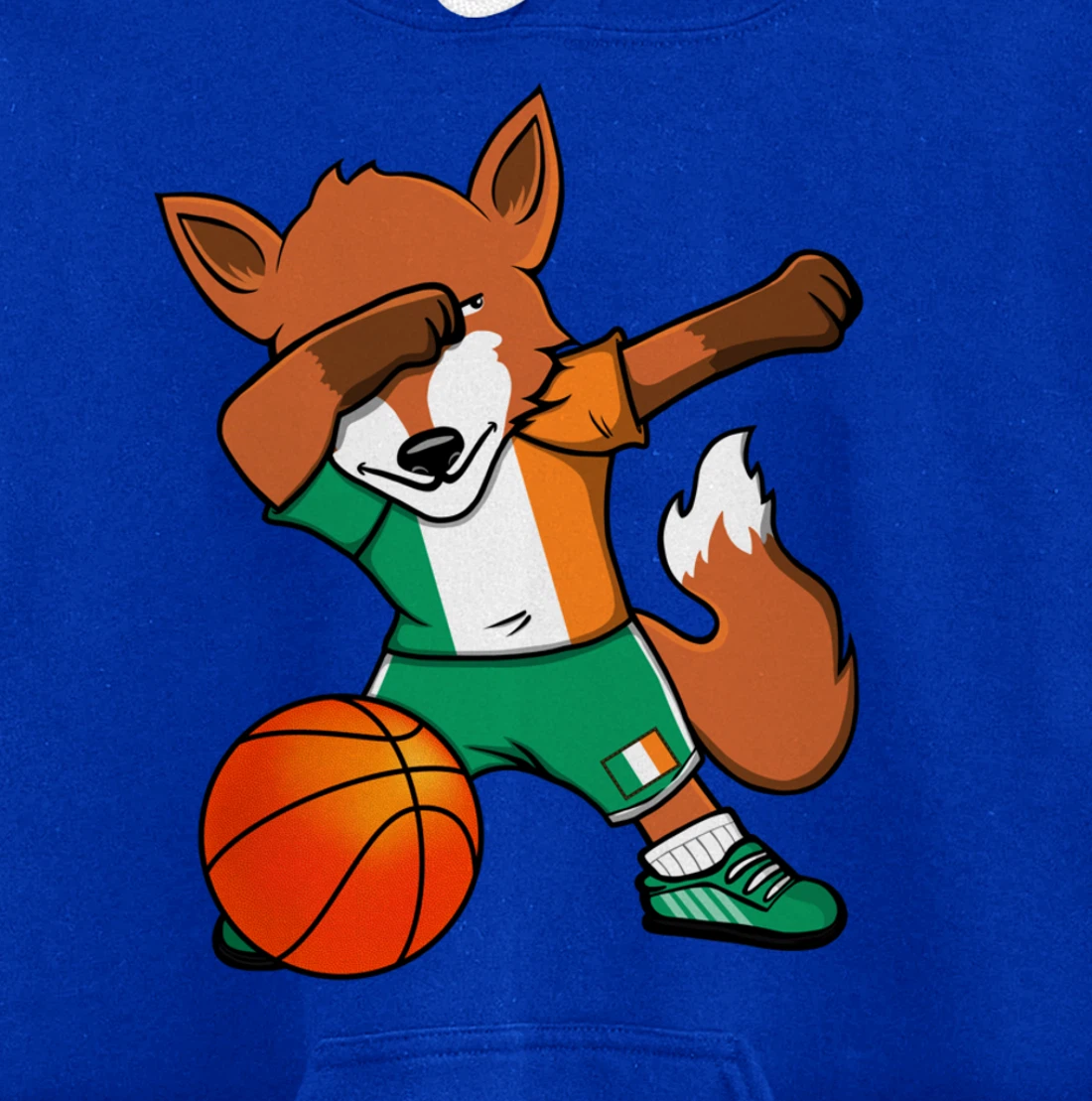Dabbing Fox Ireland Basketball Fans Jersey Irish Flag Sport Pullover Hoodie