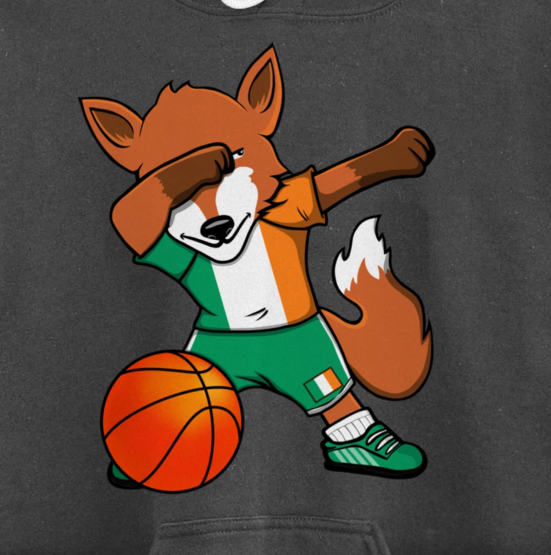 Dabbing Fox Ireland Basketball Fans Jersey Irish Flag Sport Pullover Hoodie