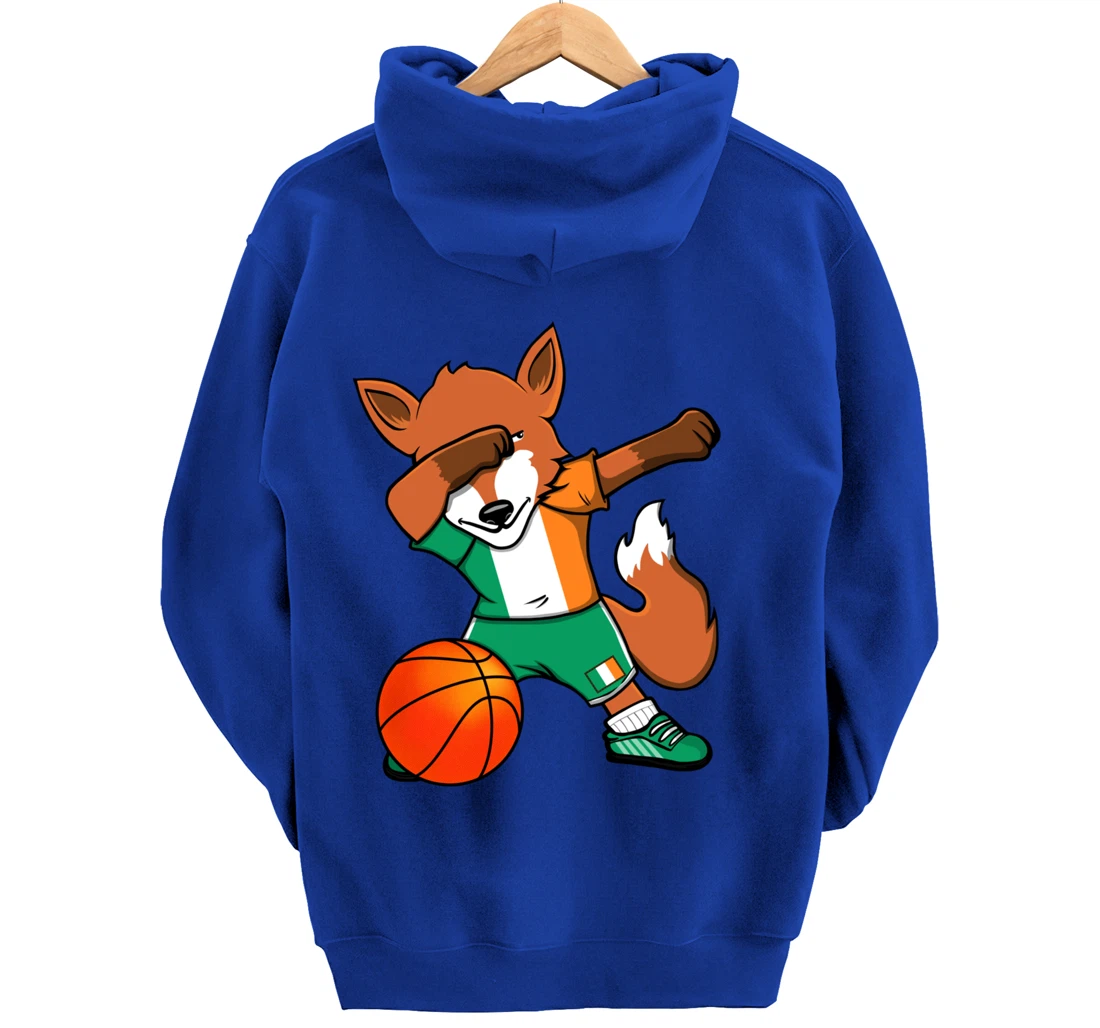 Dabbing Fox Ireland Basketball Fans Jersey Irish Flag Sport Pullover Hoodie