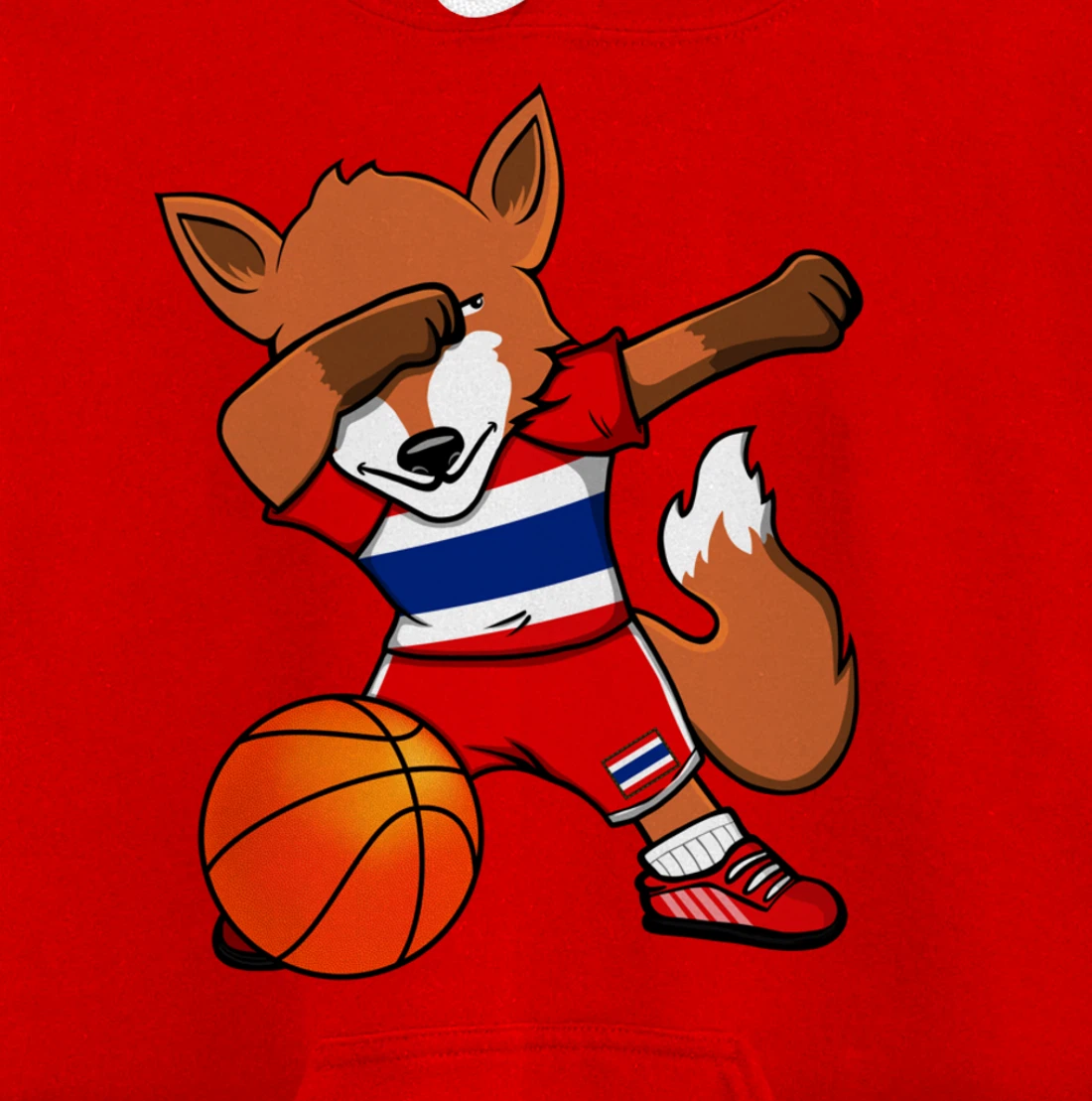 Dabbing Fox Thailand Basketball Fans Jersey Thai Flag Sport Pullover Hoodie