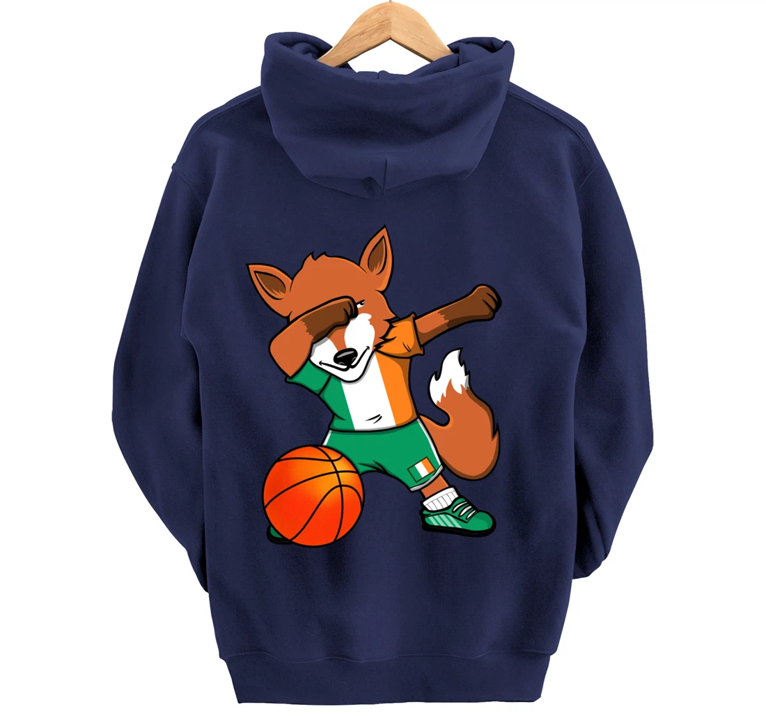 Dabbing Fox Ireland Basketball Fans Jersey Irish Flag Sport Pullover Hoodie