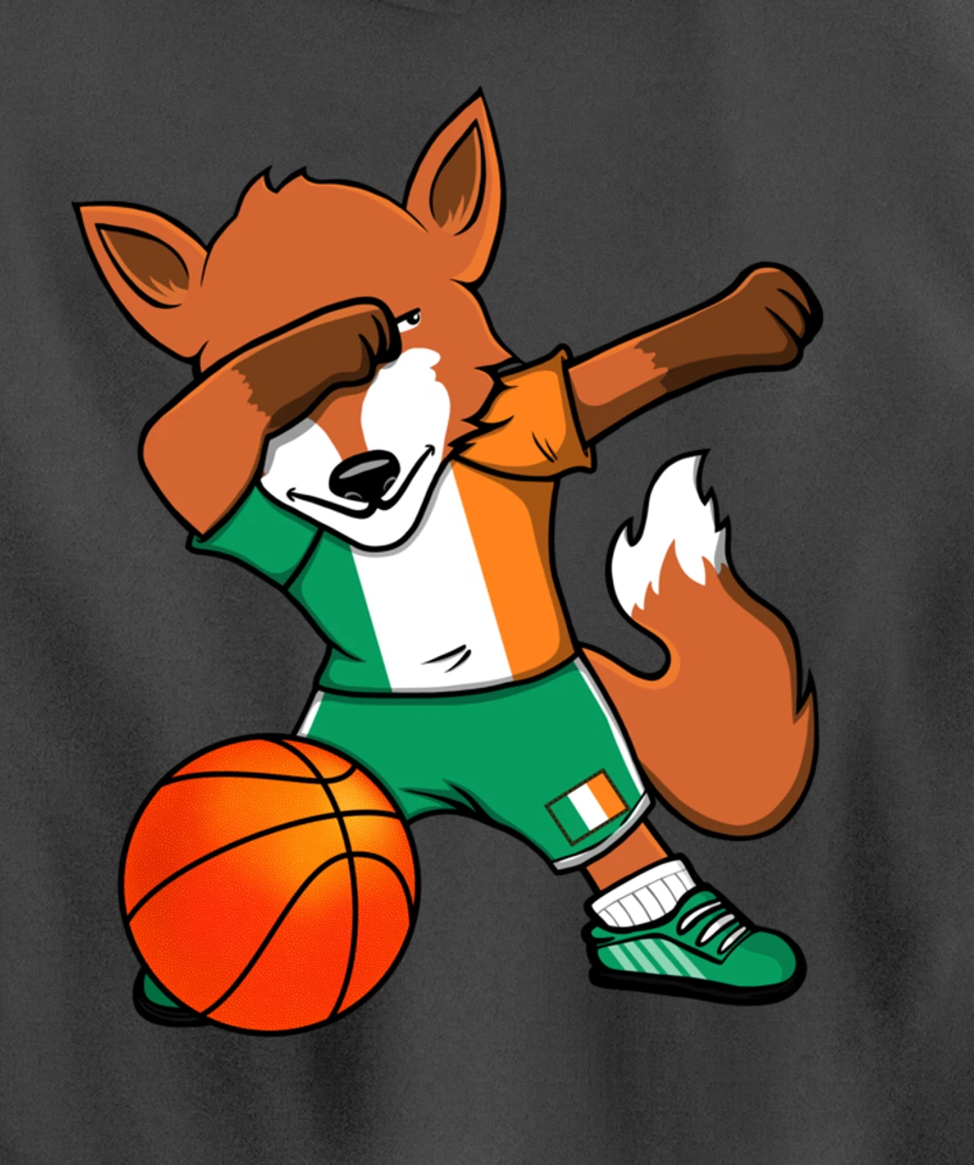 Dabbing Fox Ireland Basketball Fans Jersey Irish Flag Sport Pullover Hoodie