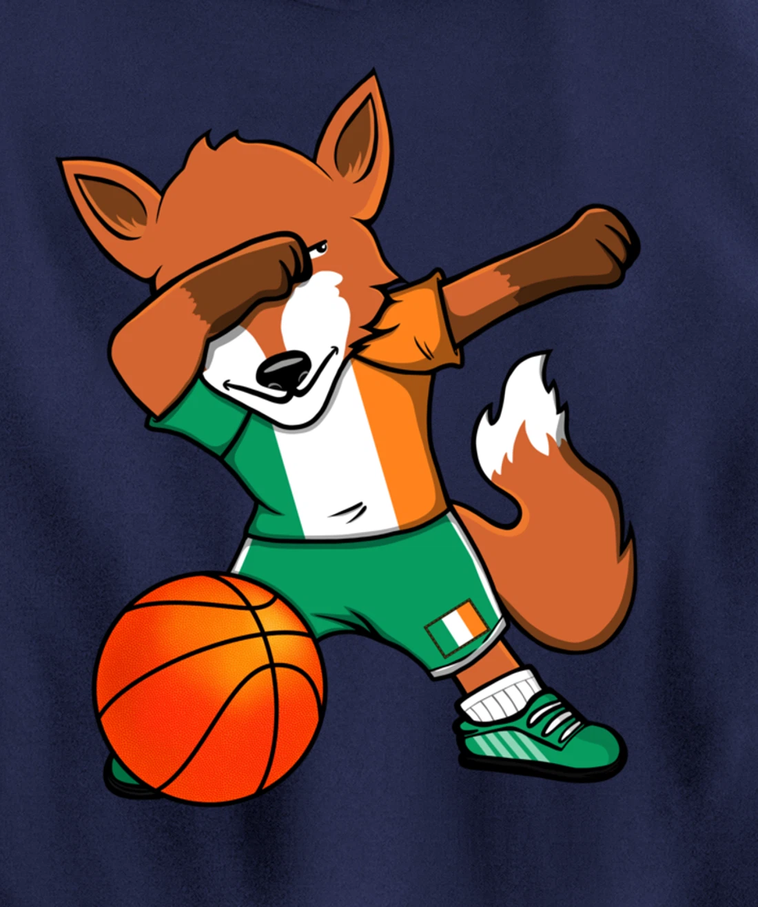 Dabbing Fox Ireland Basketball Fans Jersey Irish Flag Sport Pullover Hoodie