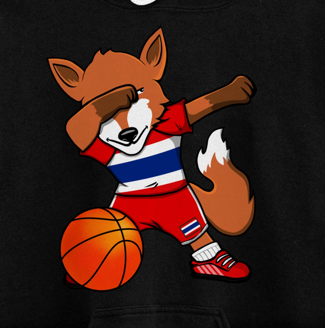 Dabbing Fox Thailand Basketball Fans Jersey Thai Flag Sport Pullover Hoodie