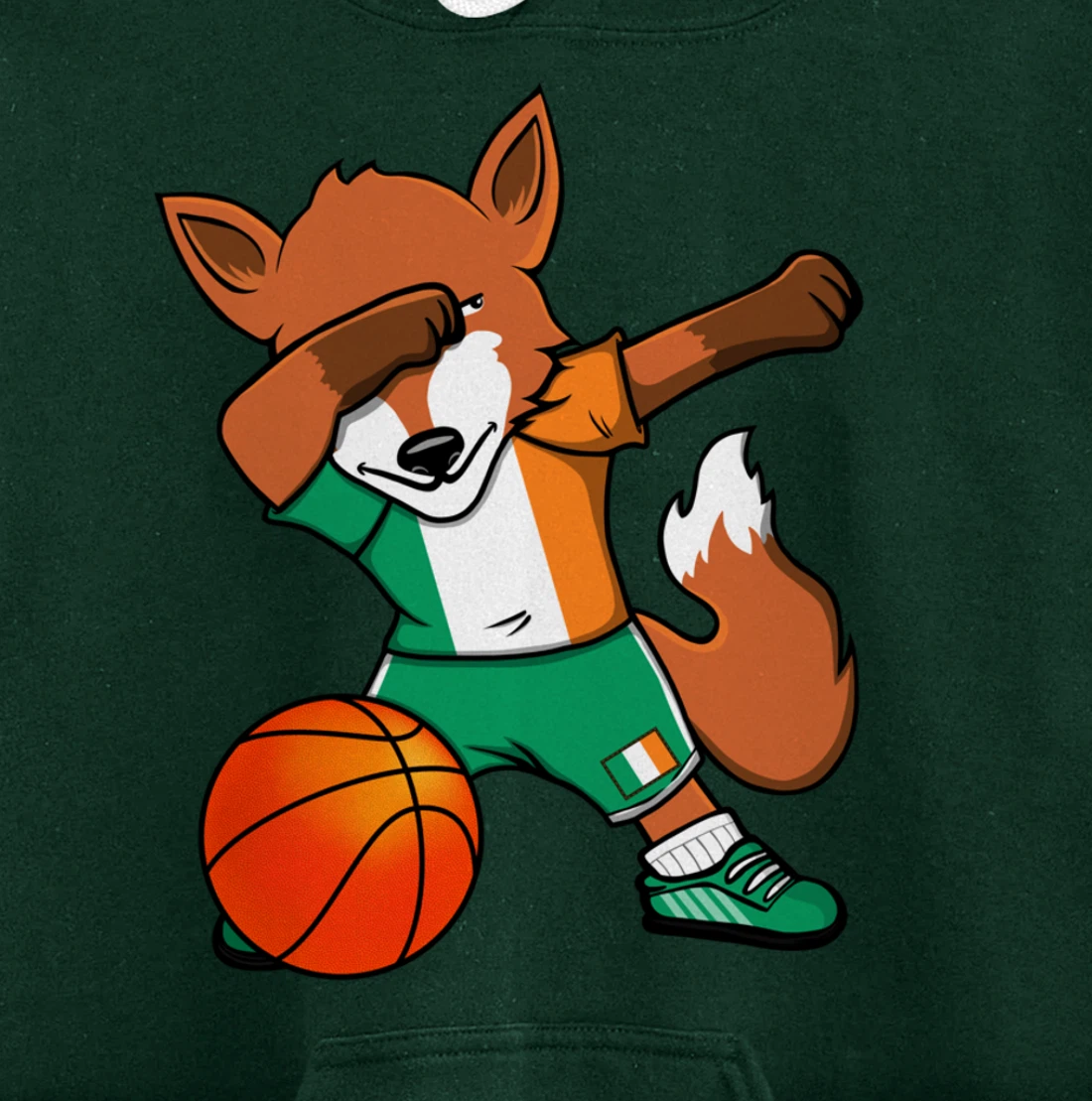 Dabbing Fox Ireland Basketball Fans Jersey Irish Flag Sport Pullover Hoodie