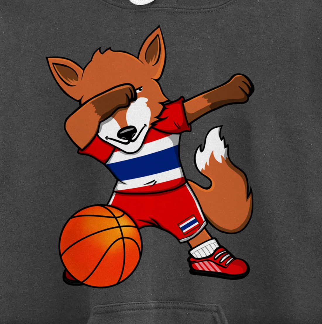 Dabbing Fox Thailand Basketball Fans Jersey Thai Flag Sport Pullover Hoodie